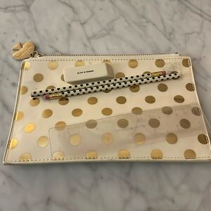 Kate Spade pencil case with ruler, eraser and pencils - Brand New with damage